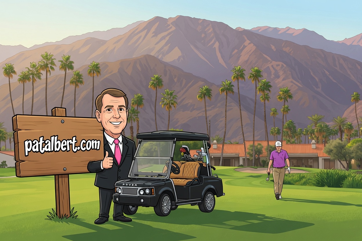 Pat Albert cartoon on a golf course