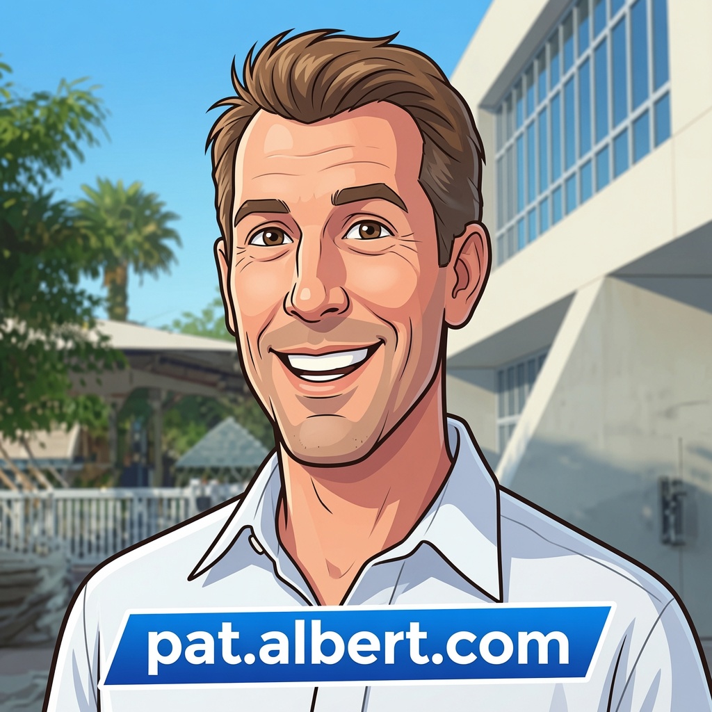 Cartoon of Pat Albert — the brand